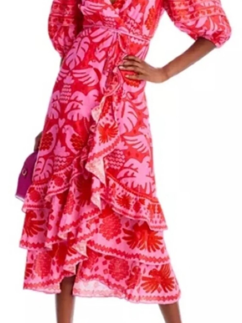 Farm Rio Jungle Scarf Print Wrap Dress